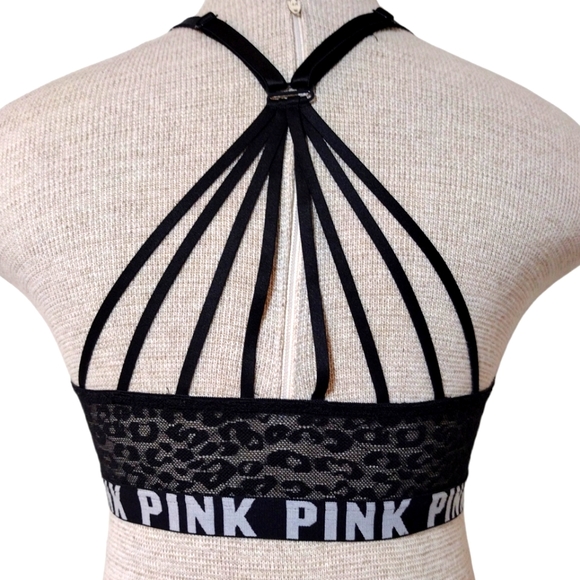 VICTORIA'S SECRET PINK.. BLACK CHEETAH PRINT LACE PUSH UP BRA 32DD - Picture 2 of 5